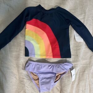 Old Navy Navy Rainbow Kids Swim Rashguard Set